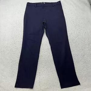 H&M Women's 10 Navy Blue Flat Front Slim Leg Dress Pants 32x26 Stretch Career - Picture 1 of 13