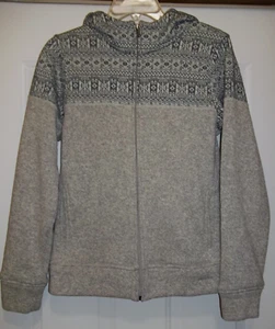 Patagonia Women's Full Zip Sweater Knit Hooded Jacket Sz Med Gray Nordic Print - Picture 1 of 9