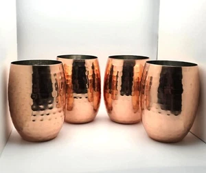 Mainstays Hammered Copper Moscow Mule Cups 16Oz Stainless Steel Lined Lot of 4 - Picture 1 of 6