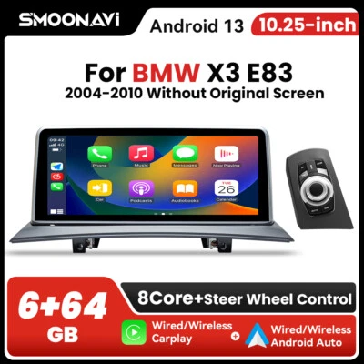 Für BMW X3 E83 10.25“ IPS Android 14 Autoradio GPS Navi WIFI 6+64G iDrive Knob - Bild 1 von 4