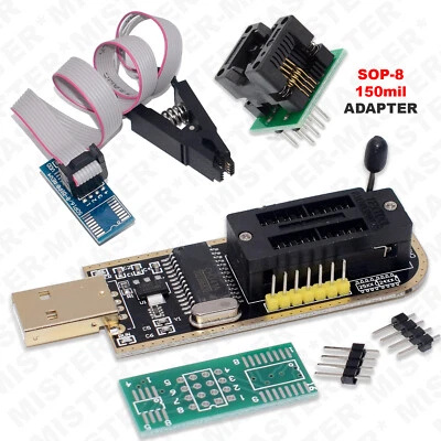 CH341A PROGRAMMATORE EEPROM FLASH BIOS 24 25 SERIES + CLIP TEST + SOP-8 150mil - Immagine 1 di 4