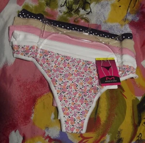 5 NEW MAIDENFORM P40035 A5WU PICOT TRIMMED WAIST COTTON THONG PANTIES M/6 - Picture 1 of 2