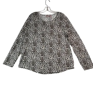 Chicos Damen Top Größe 2 / L Leopardenmuster Cozisoft Town N Country Langarm - Bild 1 von 12