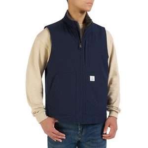 HISEA Men's Washed Duck Sherpa-Lined Vest Mock-Neck Outerwear Work Utility Vests - Picture 1 of 46