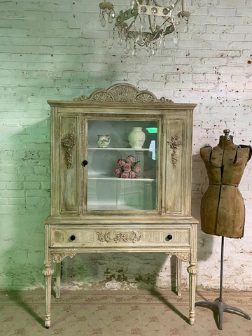 Painted Cottage Shabby Chic China Cabinet Cover