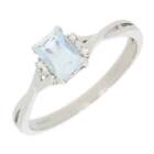 Pre Owned 9ct White Gold Blue Topaz And Diamond Ring CH1133