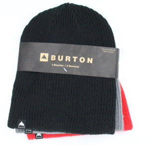 Kids' Burton 3 Pack Beanie Hat Recycled DND Beanie Black Gray Red 23459100001