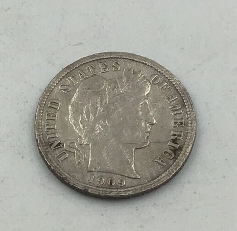 1909 Silver Barber Dime Average Circulated Cover