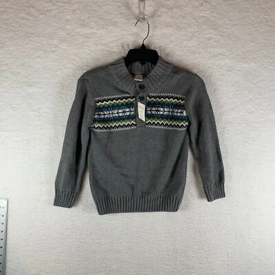 Gymboree Kids Fair Isle Grey Sweater Fleece Neck Lining Size 5-6 NWT 6474 - Image 1 of 4