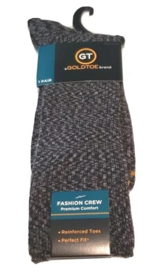 1 Pair Gold Toe Men's Fashion Crew Premium Comfort Dress Socks Black Size 6-12.5 - Image 1 of 4