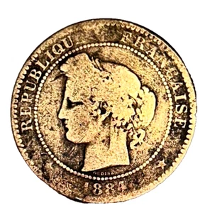 Vintage 1884 French 10 Centimes Coin Copper Type Large Coin - Picture 1 of 5