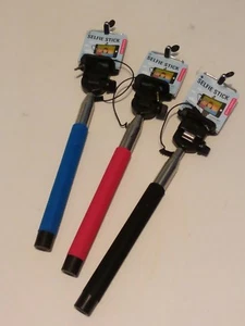 EXTENDABLE SELFIE STICK RED BLACK BLUE FREE SHIPPING - Picture 1 of 2
