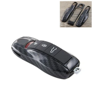 3Pcs ABS Carbon Fiber Style Fashion Car Key Cover Fob For Porsche Spyder 918 YG - Picture 1 of 11