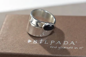SILPADA 925 Sterling Silver Black Onyx Wrap Style Ring R0946 Size 6 CUTE - Picture 1 of 12
