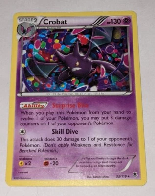 Crobat 2014 Pokémon Phantom Forces NON Holo Rare #33/119 Card TCG Game  - Image 1 of 2
