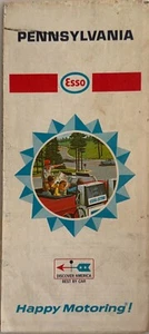 Pennsylvania Esso Road Map Vintage 60er Tankstelle Reiseprospekt Guide - Bild 1 von 2