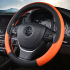 1x Four Seasons Universal 38CM PU Leather Car Steering Wheel Cover Black orange