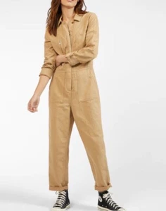 Outerknown Station Jumpsuit Sand Long Sleeves Organic Cotton Women’s Size S - Picture 1 of 24