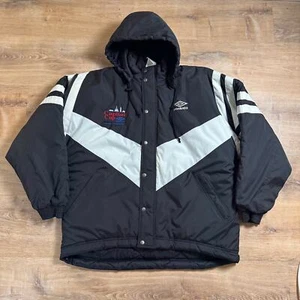 Vintage Mens Large 1990s Umbro Puffer Jacket w/ REMOVABLE HOOD  - Picture 1 of 15