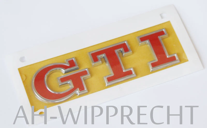 Original VW GTI Schriftzug Golf Polo chromglanz tornadorot Tuning Design Logo - Bild 1 von 1
