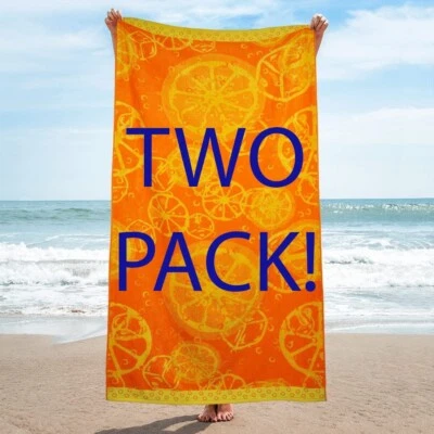 ¡PACK DE DOS! ENORMES 35" POR 70" Toallas de Playa Sábana de Baño de Lujo Extra Grande 35x70" NUEVO Foto 1 de 4