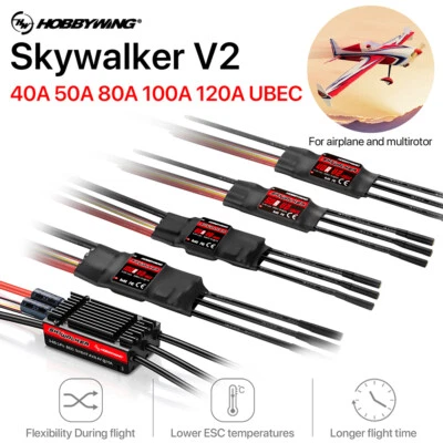 Hobbywing 40A 50A 80A V2 Bürstenloser ESC mit Rückwärtsbremse für RC Fixed Wing - Bild 1 von 4