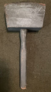 Vintage Wooden Square Head Mallet Hammer Rustic Collectible Chisel Hammer Barn