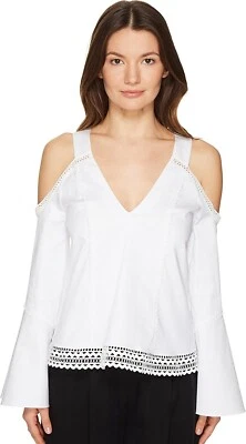 Женская блузка ZAC Zac Posen 252529 Jordy с открытыми плечами белые топы размер 4 - Изображение 1 из 3