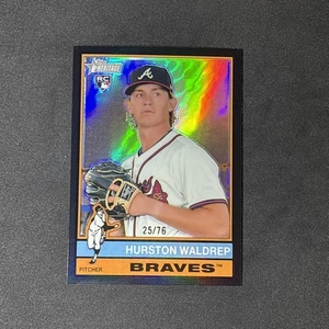 2025 Topps Heritage Hurston Waldrep RC /76 Black Refractor #86 Rookie - Picture 1 of 2
