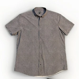 Nonnos Herren Schwarz Weiß Mikropunkte Knopfleiste Hemd L Kurzarm Freizeit Oberteil - Bild 1 von 3