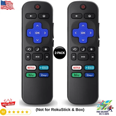 Pack de 2 mandos de repuesto para todos los televisores Roku TCL/Hisense/Onn Roku Universal Foto 1 de 4