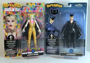 BendyFigs DC HARLEY QUINN Birds of Prey & CATWOMAN figure da collezione con supporto - Foto 1 di 24