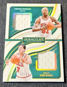 2023 Immaculate Dual Jerseys /99 Patch Dennis Rodman Toni Kukoc Game Worn Bulls - Picture 1 of 2