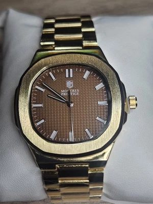 Reloj Pulsera MPW-0307 42 MM Montres Prestige By Invicta Hombre Tono Dorado y Marrón Foto 1 de 4