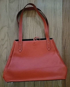 Vintage Kate Spade Leather Bag Tie Top Orange Medium Shoulder Bucket Purse EUC - Picture 1 of 13