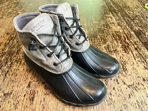 Sperry Duck Boots Women’s Size 9 Gray Suede Rubber Waterproof Winter Zip Lace - Picture 1 of 11