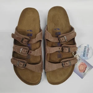 Birkenstock Florida Wonens 7-7.5 Tobacco Brown Oiled Leather Soft Footbed Sandal - Picture 1 of 18