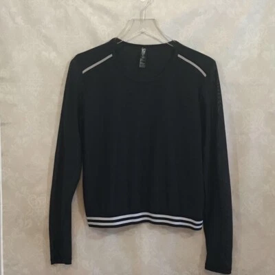 Ki Pro NYC Mujer Ropa Activa Top Negro Pullover Manga Larga Pulgar Camisa M Foto 1 de 4