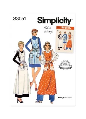 SIMPLICITY 3051 MISSES' 1970'S VINTAGE APRONS Sewing pattern Sizes S-L VERY EASY - Image 1 of 4
