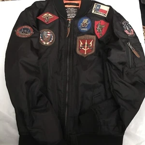 Vintage Alpha Industries US Military MA-1 Bomber Jacket Zipper Patches Top Gun - Picture 1 of 2