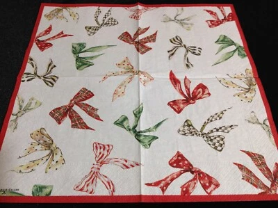 MACKENZIE-CHILDS Mackenzie Childs Christmas Bows Cocktail Beverage Napkin (1) for Decoupage