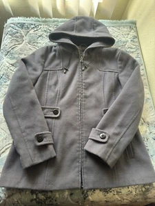 Covington Women's Jacket Gray Fleece Zippered Hooded Coat Zip Hood Zipper Size L - Picture 1 of 5