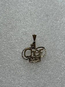 14k Yellow Gold 1.5g "#1 CHEF" Charm Pendant - Picture 1 of 4