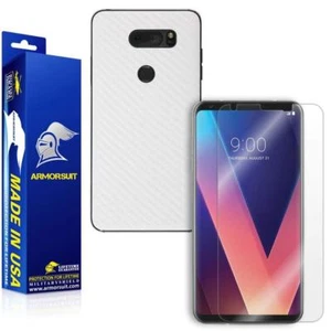 ArmorSuit MilitaryShield LG V30 Screen Protector + White Carbon Fiber Skin USA - Picture 1 of 6
