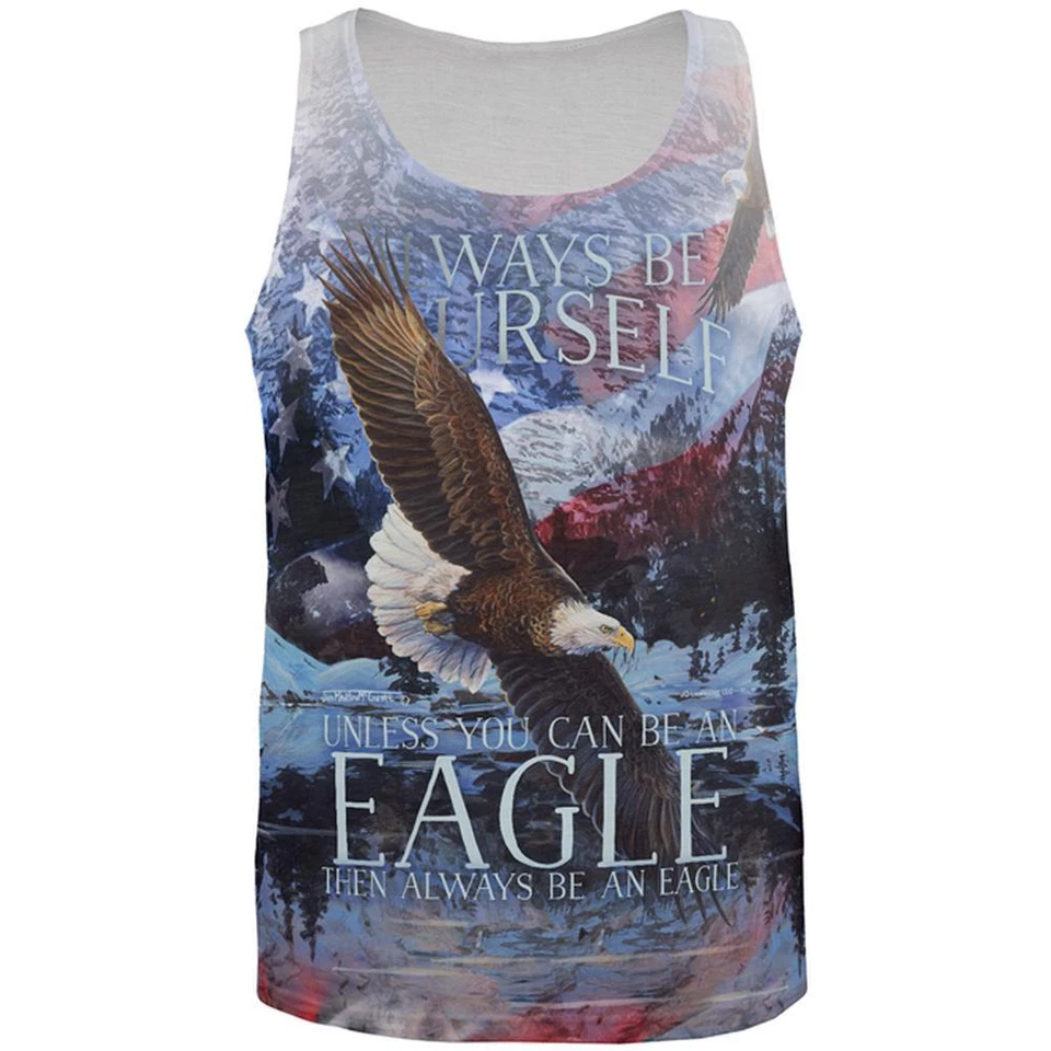 Always Be Yourself Unless American Bald Eagle All Over Mens Tank Top - Image 1 of 1