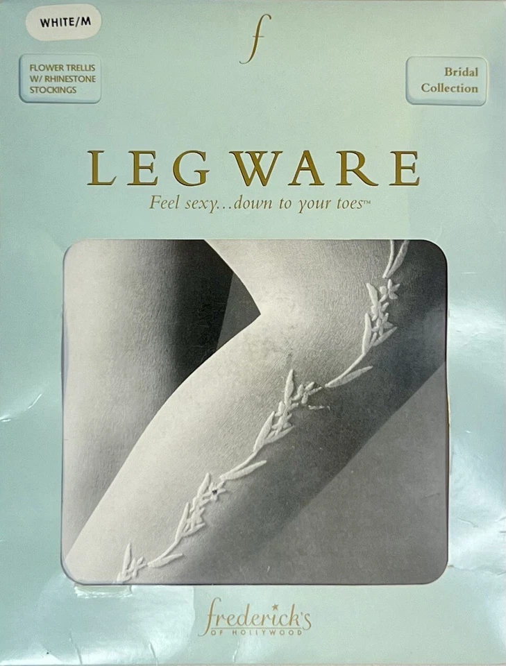 Frederick's of Hollywood Flower Trellis Rhinestone Stockings D36817 R6817 Med - Image 1 of 3