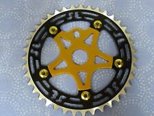 SE Racing BMX 39 Tooth Alloy Chainring and Spider in Black with Gold - New