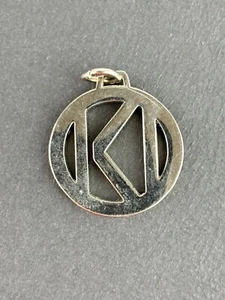 Silver Tone Circle Monogram Letter "K" Key Ring Pendant - Picture 1 of 2