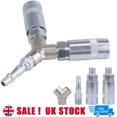 QNGENET UK Airline Air Compressor Line Hose 1/4 BSP Y Piece 3 Way Quick Release Fittings