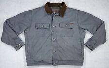Woolrich Men's Sz XXL Gray Canvas Sherpa-Lined Work Jacket Coat Corduroy Collar
